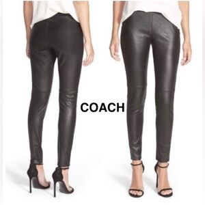 COACH LEATHER Pencil Pants in Slate Grey Color